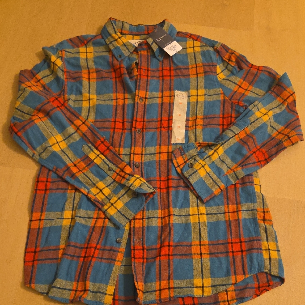 NWT St. Johns Bay Men's Soft 100% Cotton Plaid Shirt